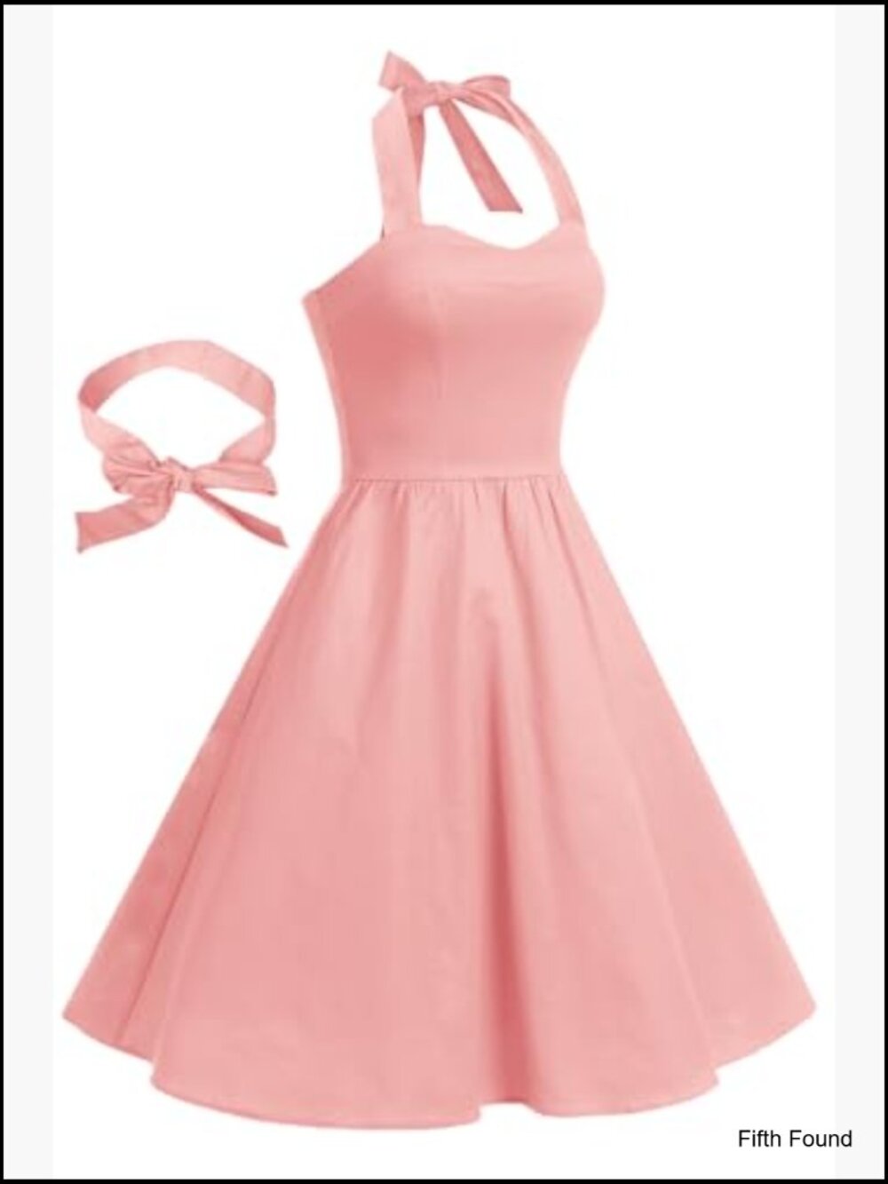 Vintage 1950s Cocktail Dress Halter A-Line Swing Dress S - Picture 6 of 7